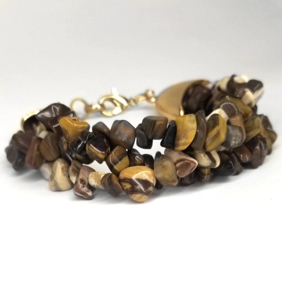 Triple Strand Tiger's Eye Bracelet - Picture 2 of 5